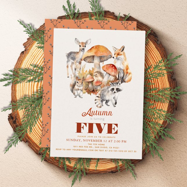 Herbst/Herbst Pilzsaal Waldtiere Geburtstag Einladung (Von Creator hochgeladen)