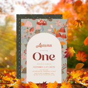 Herbst/Herbst Pilzsaal Wildblume 1. Geburtstag Einladung