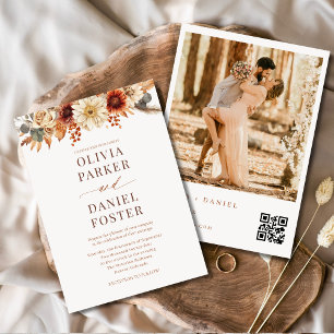 Herbst Herbst QR Foto Hochzeit Einladung