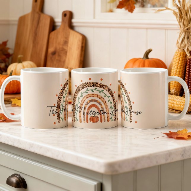 Herbst Herbst-Regenbogen Kaffeetasse (fall rainbow pumpkin mug)
