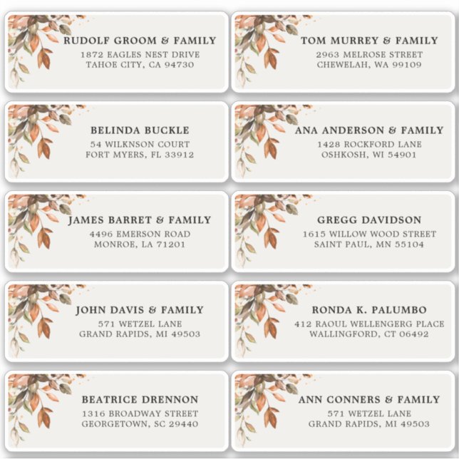 Herbst Herbst: Rustikale Länderadresse Aufkleber (Vorderseite)