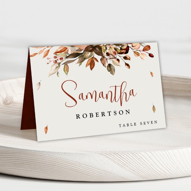 Herbst Herbst Rustikaler Name Tischnummer (Autumn Fall wedding place card with printable / customizable guest name and table number)