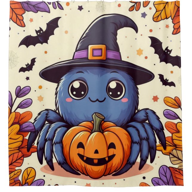 Herbst/Herbst/Spinne/Hexe/Halloween Duschvorhang (Vorderseite)