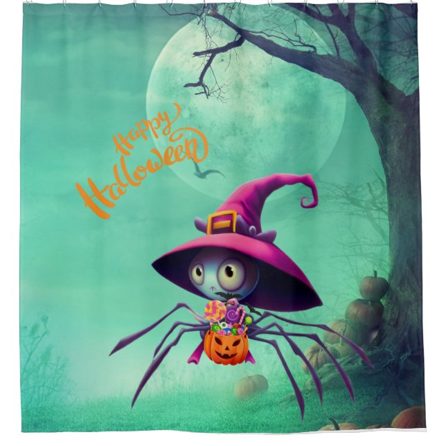 Herbst/Herbst/Spinne/Hexe/Halloween Duschvorhang (Vorderseite)