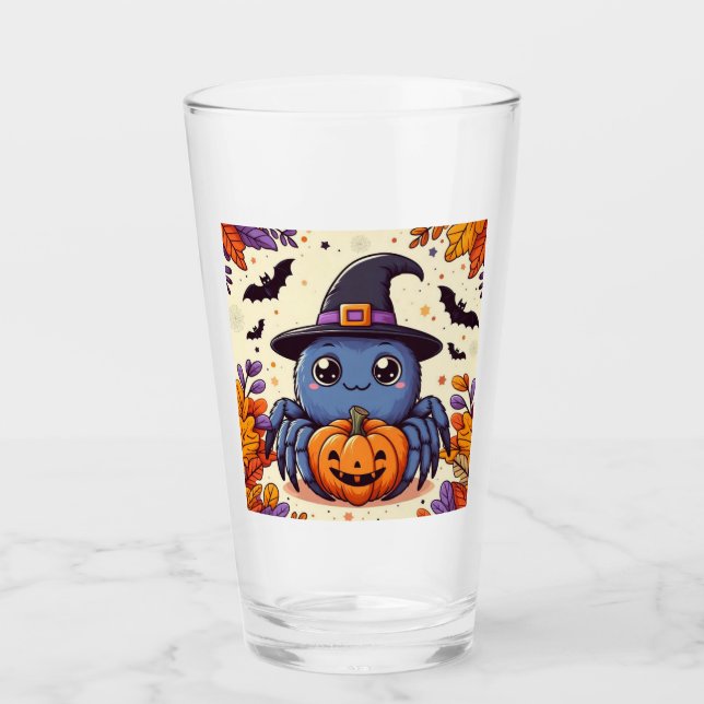 Herbst/Herbst/Spinne/Hexe/Halloween Glas (Vorderseite)