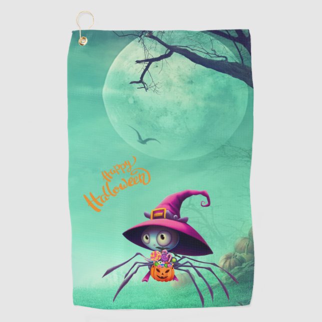 Herbst/Herbst/Spinne/Hexe/Halloween Golfhandtuch (Vorderseite)
