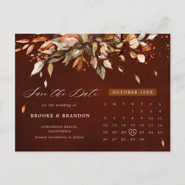 Herbst Herbst verlässt rustikales Land Save the Da Postkarte (Vorderseite)