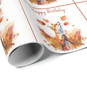 Herbst/Herbst - Vibes Fox - glücklich Geburtstag Geschenkpapier