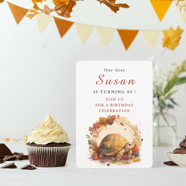 Herbst/Herbst - Vibes Tortoise - Geburtstag Einladung (Von Creator hochgeladen)
