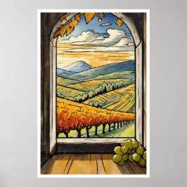 Herbst/Herbst Weinberg-Ansicht aus Fensterplakat Poster