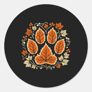 Herbst Herbst Weinleder Paw Erntedank Hund Lover D Runder Aufkleber