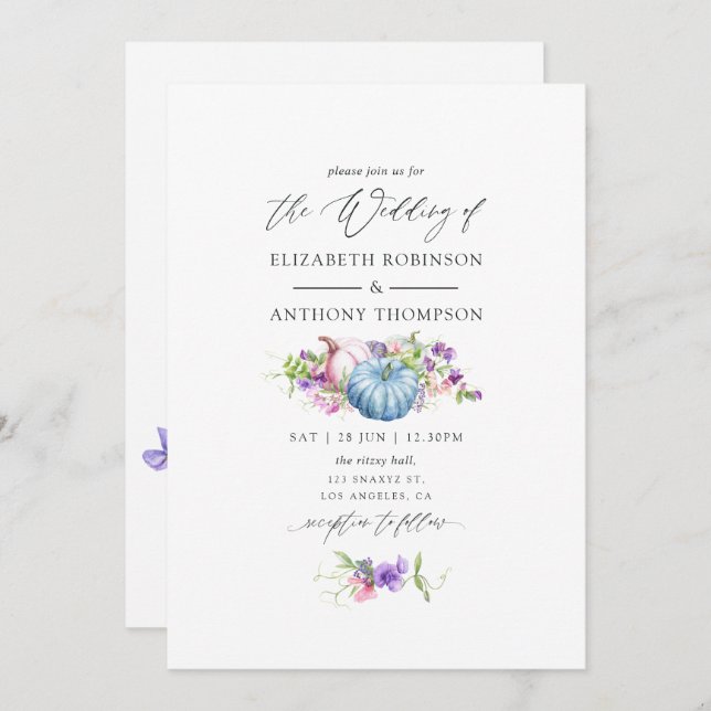 Herbst - Herbstblütenhochzeit Einladung (Vorne/Hinten)