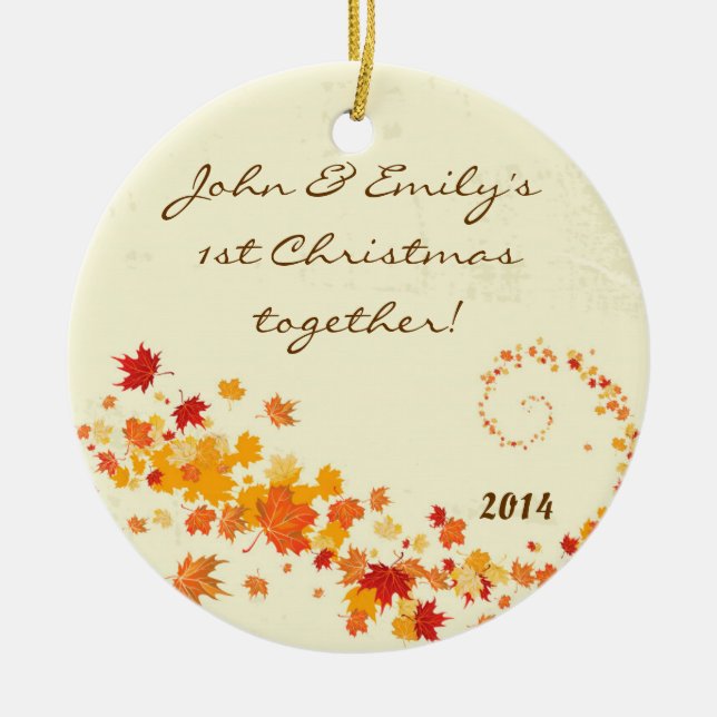 Herbst-Herbstlaub-Florpersonalisierte Keramik Ornament (Vorne)