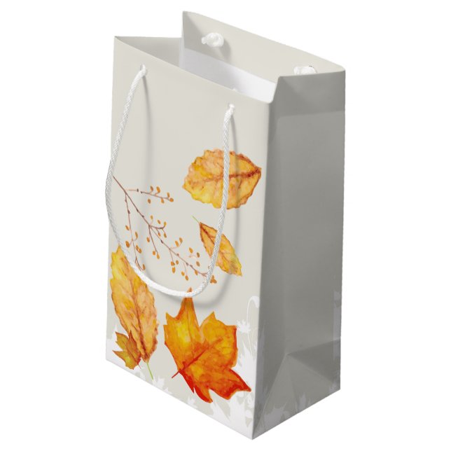 Herbst-Herbstlaub-Geschenktasche Kleine Geschenktüte (Rückseite Schrägansicht)
