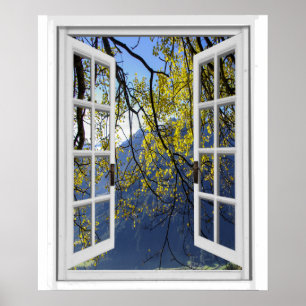 Herbst-Herbstlaub-Mountain View Imitat-Fenster Poster