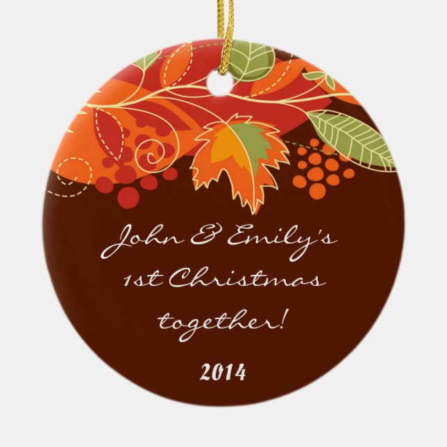 Herbst Herbstlaub Personalisiert Name Ornament (Vorne)