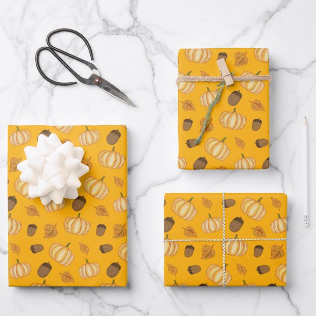 Herbst/Herbstsaison Geschenkpapier Set (Vorderseite)