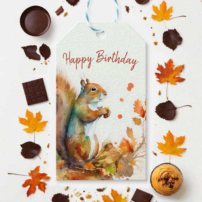 Herbst/Herbstvibes Eichhörnchen - Geburtstagsparty Geschenkanhänger (Von Creator hochgeladen)
