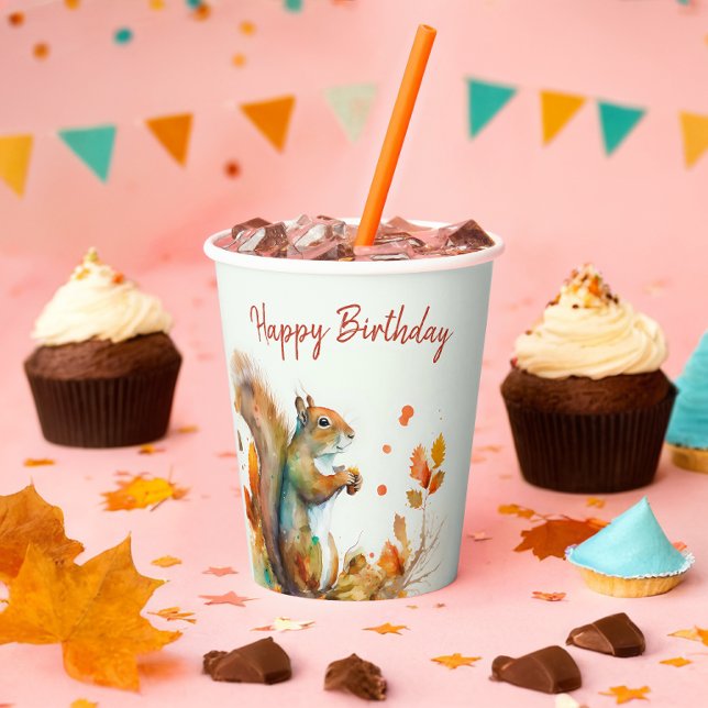 Herbst/Herbstvibes Eichhörnchen - Geburtstagsparty Pappbecher (Von Creator hochgeladen)