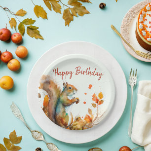 Herbst/Herbstvibes Eichhörnchen - Geburtstagsparty Pappteller