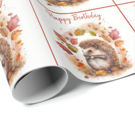 Herbst / Herbstwoben Igel - Happy Birthday Geschenkpapier