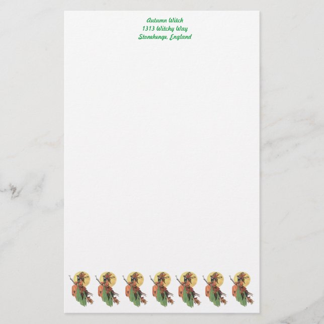 Herbst-Hexe Briefpapier (Vorderseite)