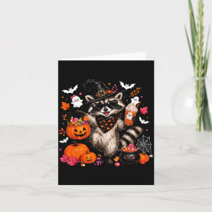 Herbst Hexe Waschbär Halloween Waschbär trinkend Karte