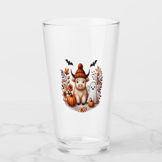 Herbst Highland Cow Ghost Png, Herbst Png Glas (Vorderseite)