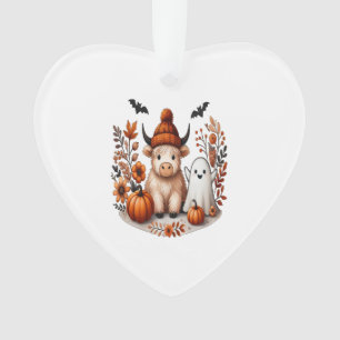 Herbst Highland Cow Ghost Png, Herbst Png Ornament
