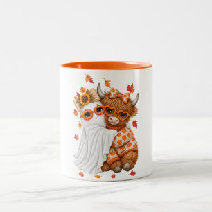 Herbst Highland-Kuh-Geist Halloween Herbst Zweifarbige Tasse