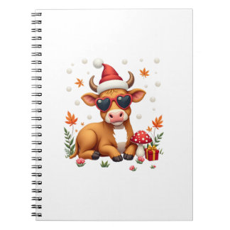 Herbst Highland Kuh Kürbis Bogen Weihnachten Mädch Notizblock