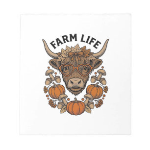 Herbst Highland-Kuh mit Herzbrille Notizblock