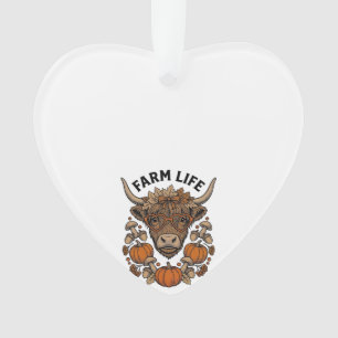 Herbst Highland-Kuh mit Herzbrille Ornament