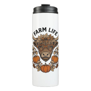 Herbst Highland-Kuh mit Herzbrille Thermosbecher
