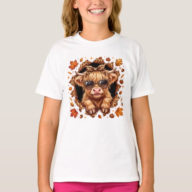 Herbst Highland Kuh T-Shirt (Vorderseite)