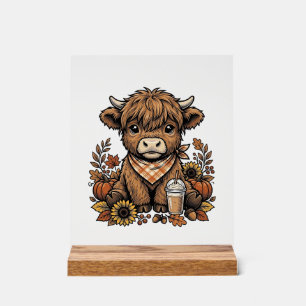 Herbst Highland Kuh Vintage Herbst Farmhaus Kunst Acrylschild