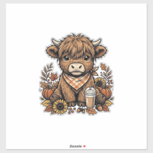 Herbst Highland Kuh Vintage Herbst Farmhouse Kunst Aufkleber