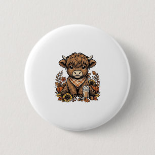 Herbst Highland Kuh Vintage Herbst Farmhouse Kunst Button