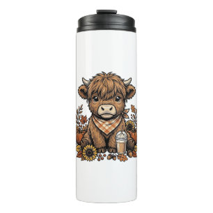 Herbst Highland Kuh Vintage Herbst Farmhouse Kunst Thermosbecher