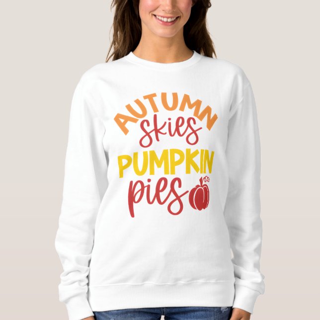 Herbst Himmel und Kürbiskugeln Gemüter Fall Sweatshirt (Vorderseite)