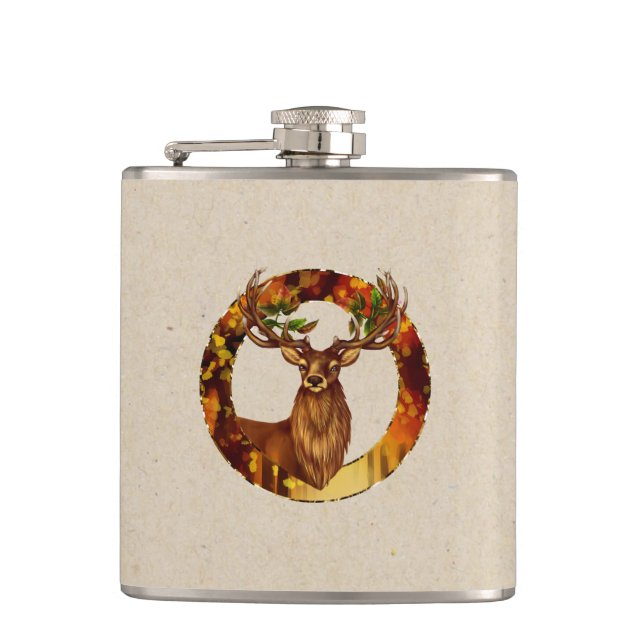 Herbst Hirsch Vinyl Wrapped Flask Flachmann (Vorderseite)