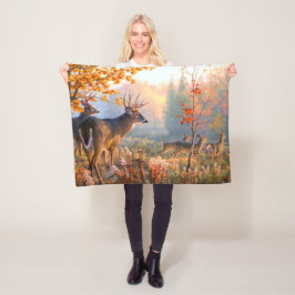 Herbst Hirschbucken auf Waldwiese Fleecedecke