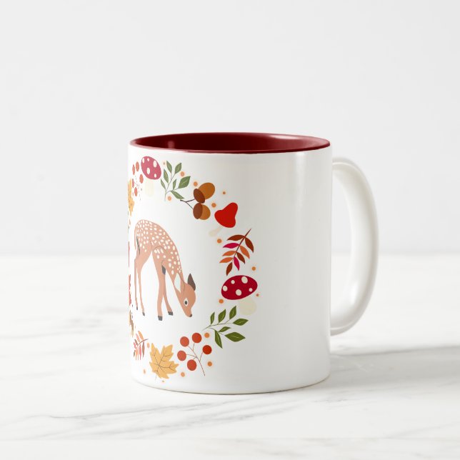Herbst Hirsche Zweifarbige Tasse (VorderseiteRechts)