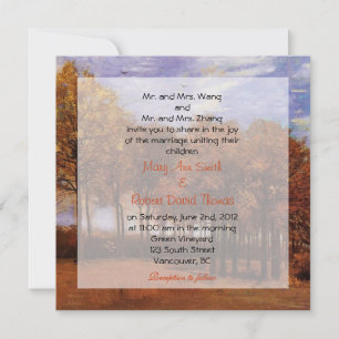 Herbst-Hochzeitseinladungen. Herbstlandschaft Einladung