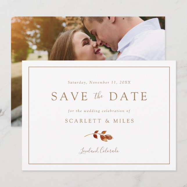 Herbst-Hochzeitsfoto - Save-the-Date Save The Date (Vorne/Hinten)