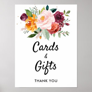 Herbst Hochzeitskarten und Geschenke aus Burgund B Poster