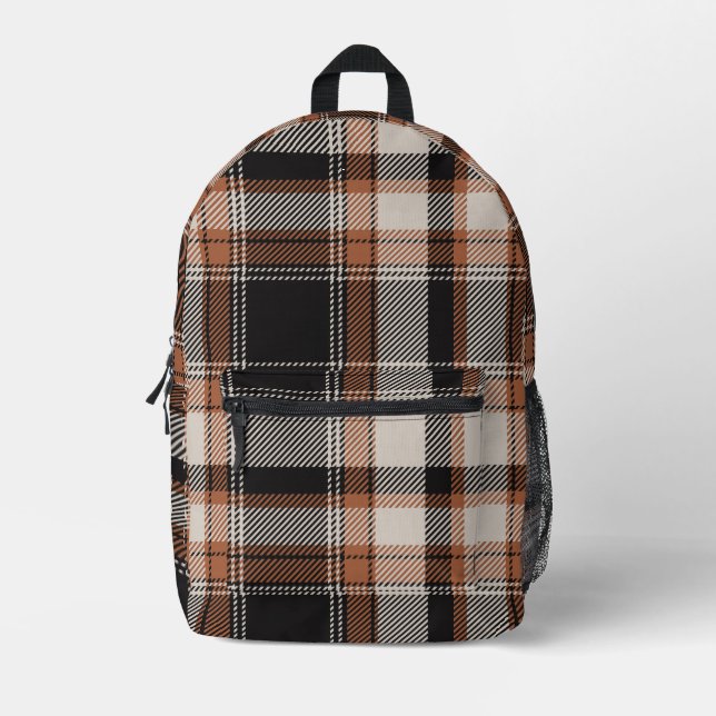 Herbst Hues Kariert Bedruckter Rucksack (Vorderseite)