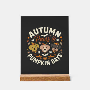 Herbst Hund Kürbis Pfoten Acrylschild