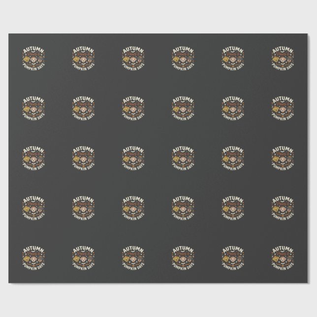 Herbst Hund Kürbis Pfoten Geschenkpapier (Flach)