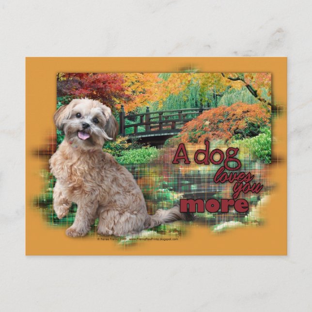 Herbst - Hunde Lieben Mehr - Shihpoo - Maggie Postkarte (Vorderseite)